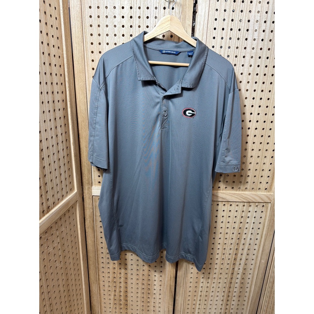 Cutter & Buck Georgia Bulldogs Polo Shirt Mens XXL Gray Short Sleeve UGA Logo